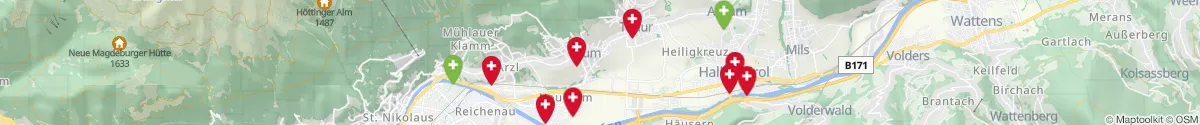 Kartenansicht für Apotheken-Notdienste in der Nähe von Thaur (Innsbruck  (Land), Tirol)